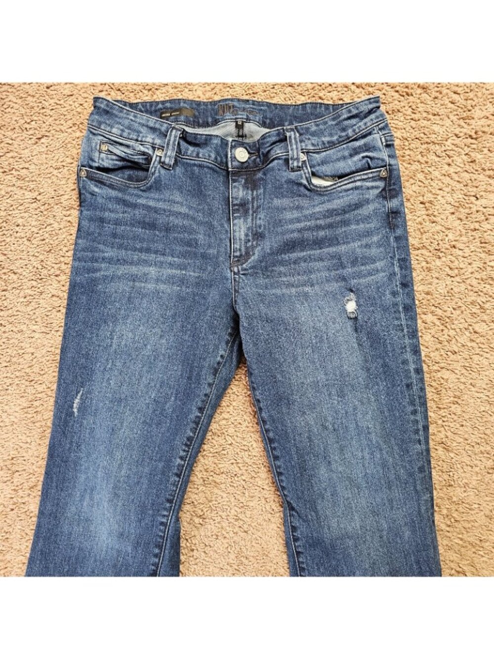 KUT from the Kloth Jeans Bootcut Womens 12 Blue Nicole Denim Stretch Distressed - Picture 2 of 8